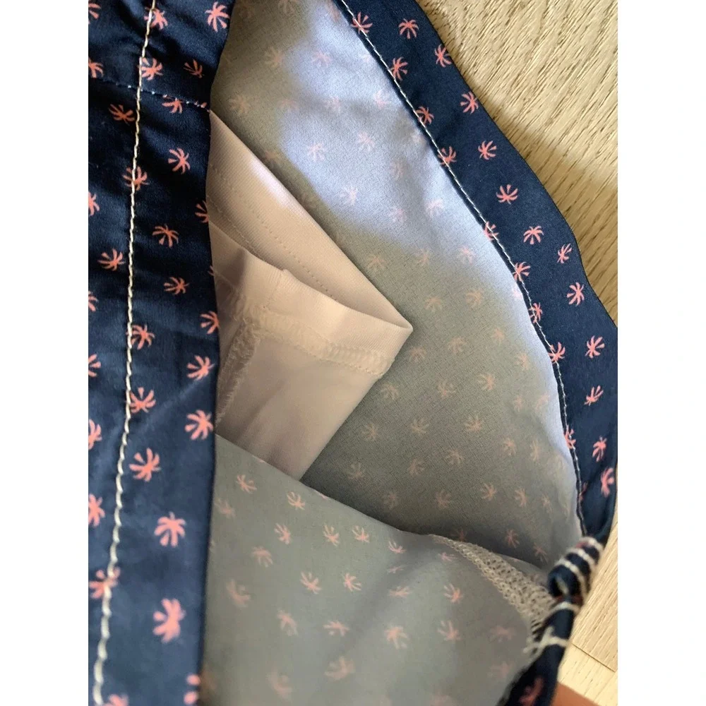 Johnnie-O Boys Navy Blue Pink Palm Tree Print‎ Swim Trunks Board Shorts Size 14